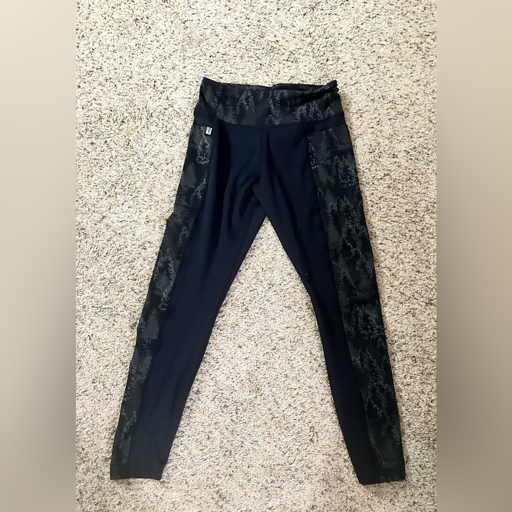 Black and Gray Patterned Leggings with forest/tree detailing